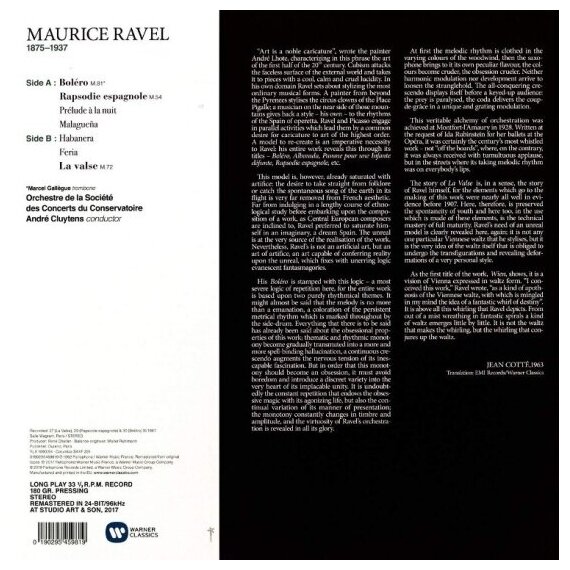 RAVEL RAVELAndre Cluytens - : Bolero, Rapsodie Espagnol (180 Gr) Warner Music Classic - фото №2