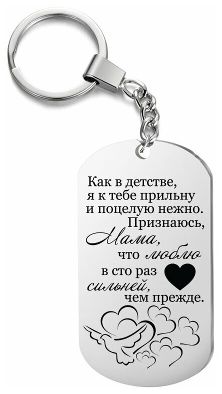 Брелок подарочный "Признаюсь, мама, что люблю", жетон с гравировкой, подарок, на сумку, на ключи