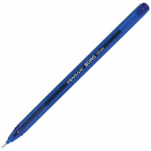Ручка шариковая масляная PENSAN Buro, синяя, игольчатый узел 1 мм, линия письма 0,8 мм, 50 шт.