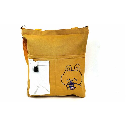 фото Женская сумка-шоппер "медведь и коктейль" нет бренда