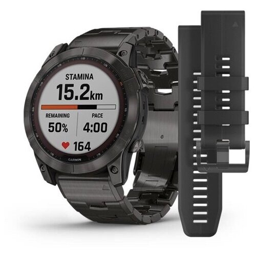 Garmin Fenix 7X Sapphire Solar титановый угольно-серый DLC с угольно-серым титановым DLC браслетом (010-02541-27)