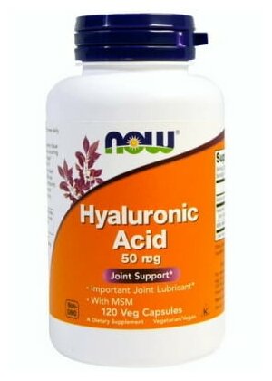 Гиалуроновая кислота с МСМ Now Foods (Hyaluronic Acid With MSM Нау Фудс), 120 капсул