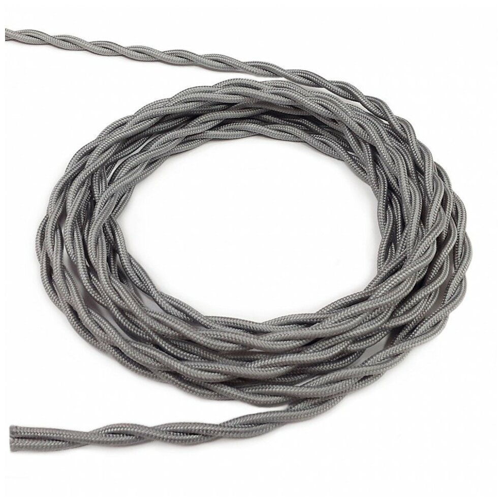 Электрический кабель, провод витой в ретро стиле "Винтаж", Серебро 3*2,5, 20м