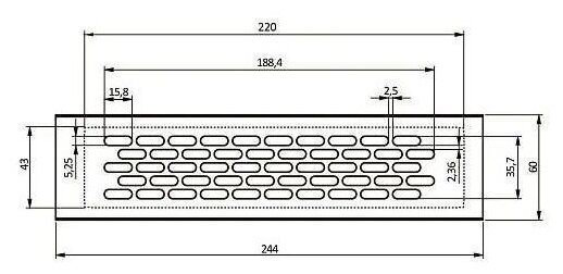 Решетка вентиляционная 245х60 мм, алюминий, 1 шт - фотография № 2