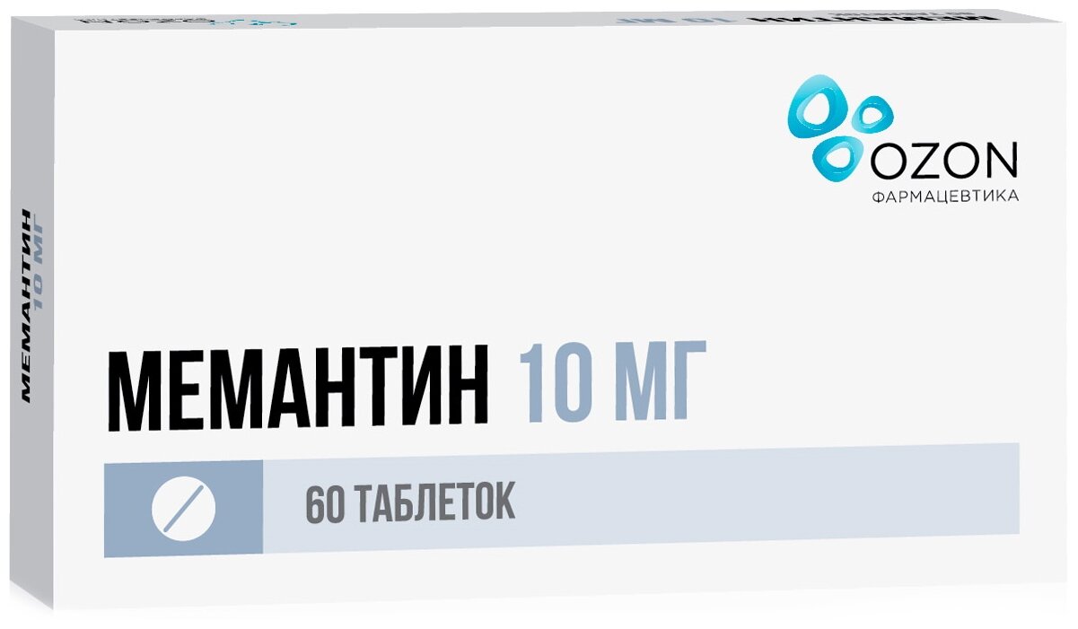 Мемантин таб. п/о плен., 10 мг, 60 шт.