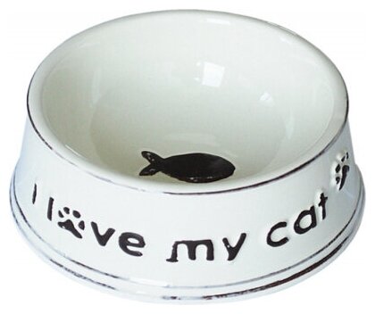Миска керамическая стилизованная под старину "I love my cat", 12,5*5 см, 1*48шт 0,27кг - фотография № 1