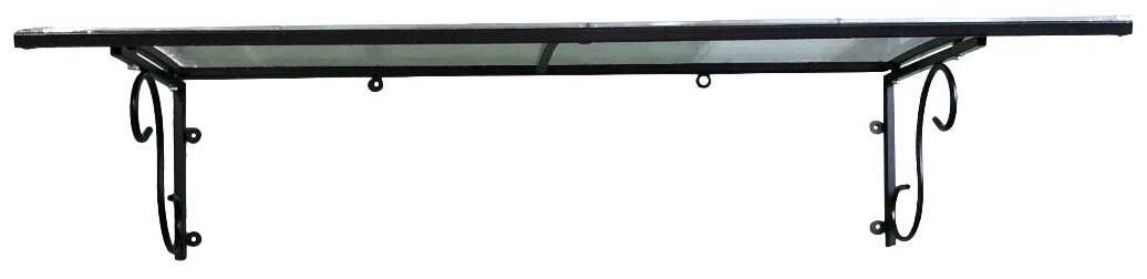 Козырек над входной дверью, над крыльцом металлический, черный с прозрачным поликарбонатом, YS118, ArtCore, 118х80х37 см