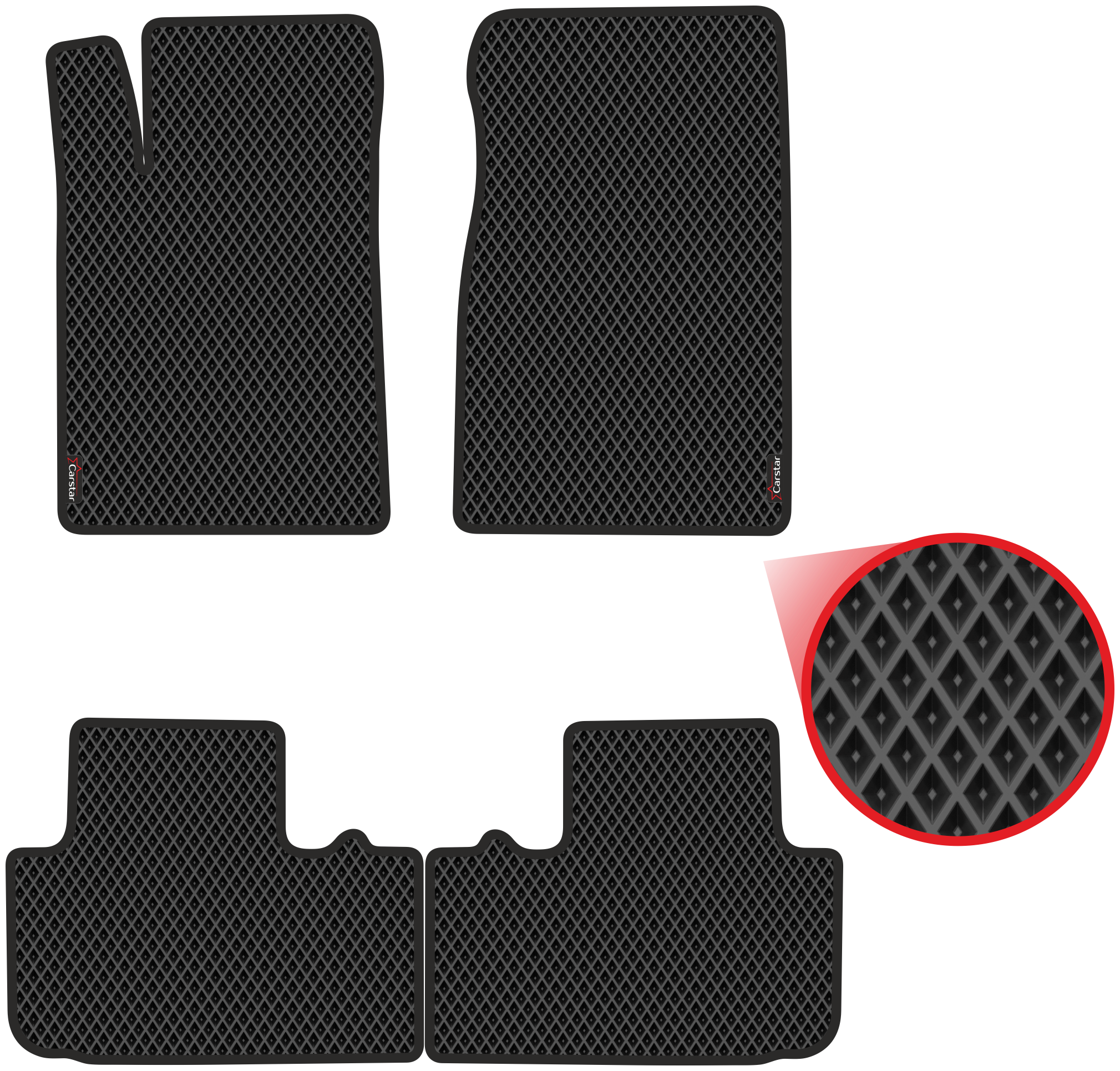 Автомобильные коврики EVA для Haval F7x (2019-н/в) чёрные с чёрным кантом ячейка - ромб