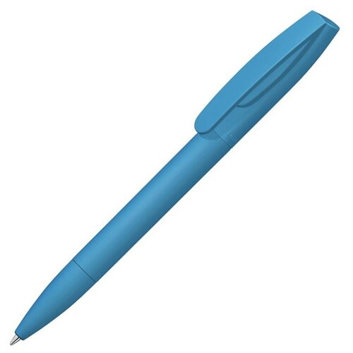 Шариковая ручка Coral Gum с прорезиненным soft-touch корпусом и клипом, голубой