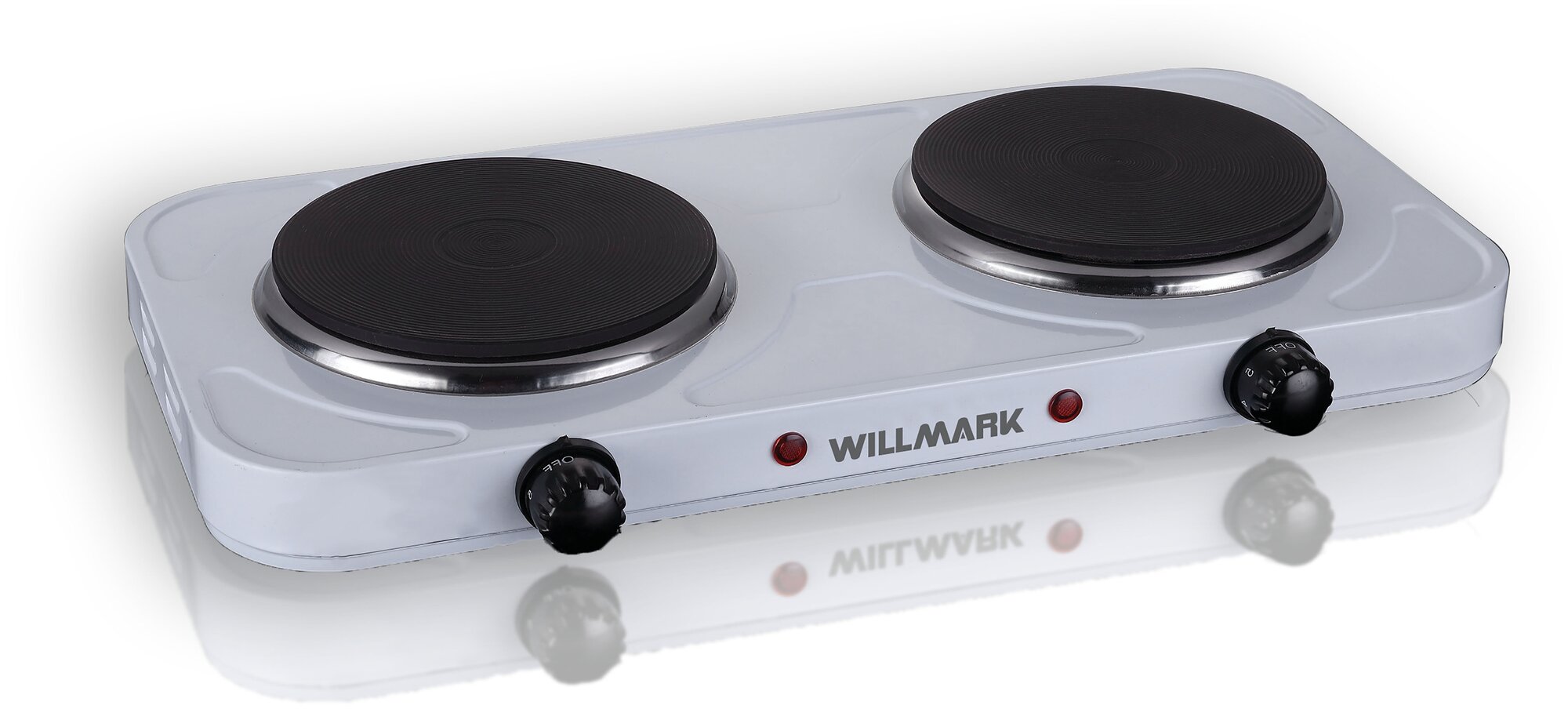 Электроплита WILLMARK НS-210W (2 чугун конф.*155 mm/1000Вт.,155*1000Вт, корпус из нерж стали, белый)