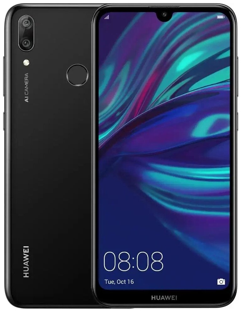 Смартфон HUAWEI Y7 2019 4/64 ГБ, 2 SIM, полночный черный