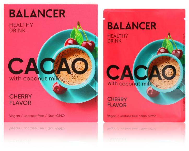 Какао Balancer Cacao на кокосовом молоке со вкусом «Вишня», 5 шт. Комплексы и продукты для похудения. Правильное питание. - фотография № 1