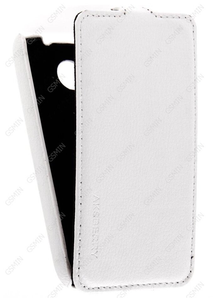 Кожаный чехол для Lenovo A376 Aksberry Protective Flip Case (Белый)
