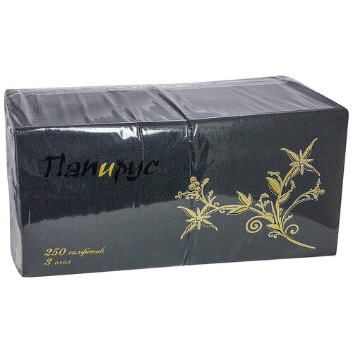 Салфетка бумажная чернаяая 33х33 см 3-сл 250 шт/уп папирус 1 уп