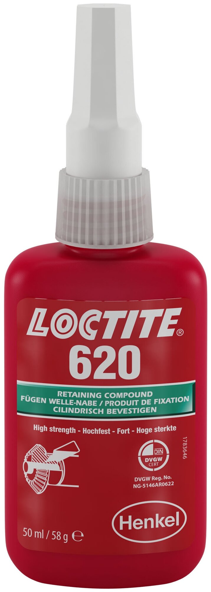 Фиксатор высокотемпературный медленнный 50 мл Loctite 620 Loctite 246662 (цилиндр. соедин . подшипников)