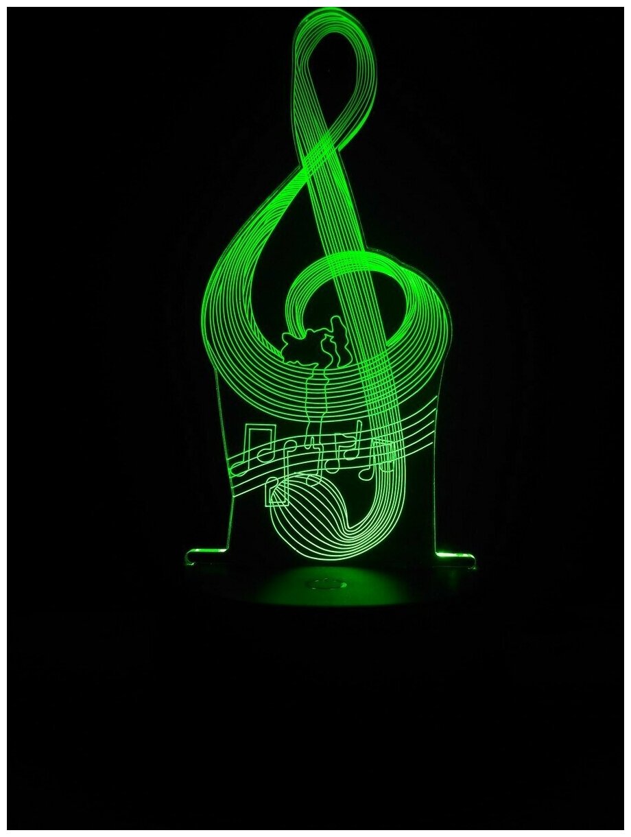 Светодиодный ночник 3Д "Скрипичный ключ" - фотография № 1