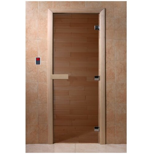 Дверь Doorwood Теплый день бронза (1,9x0,7 м.), осина дверь для бани и сауны стеклянная бронза размер коробки 190х67 6мм левое открывание