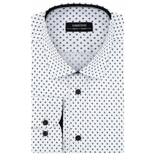 фото Рубашка мужская длинный рукав casino c133/151/7807/z/1p, полуприталенный силуэт / regular fit, цвет белый, рост 174-184, размер ворота 41