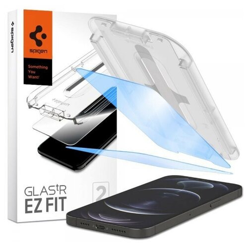 Защитное стекло Spigen GLAS.tR EZ Fit AntiBlue для iPhone 13/13 Pro 2 шт. (АГЛ03389), прозрачный