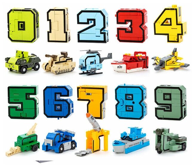 Трансформер "Цифры - Трансформеры" большой набор цифр 10в1, Набор Роботы цифры от 0 до 9 (7см)