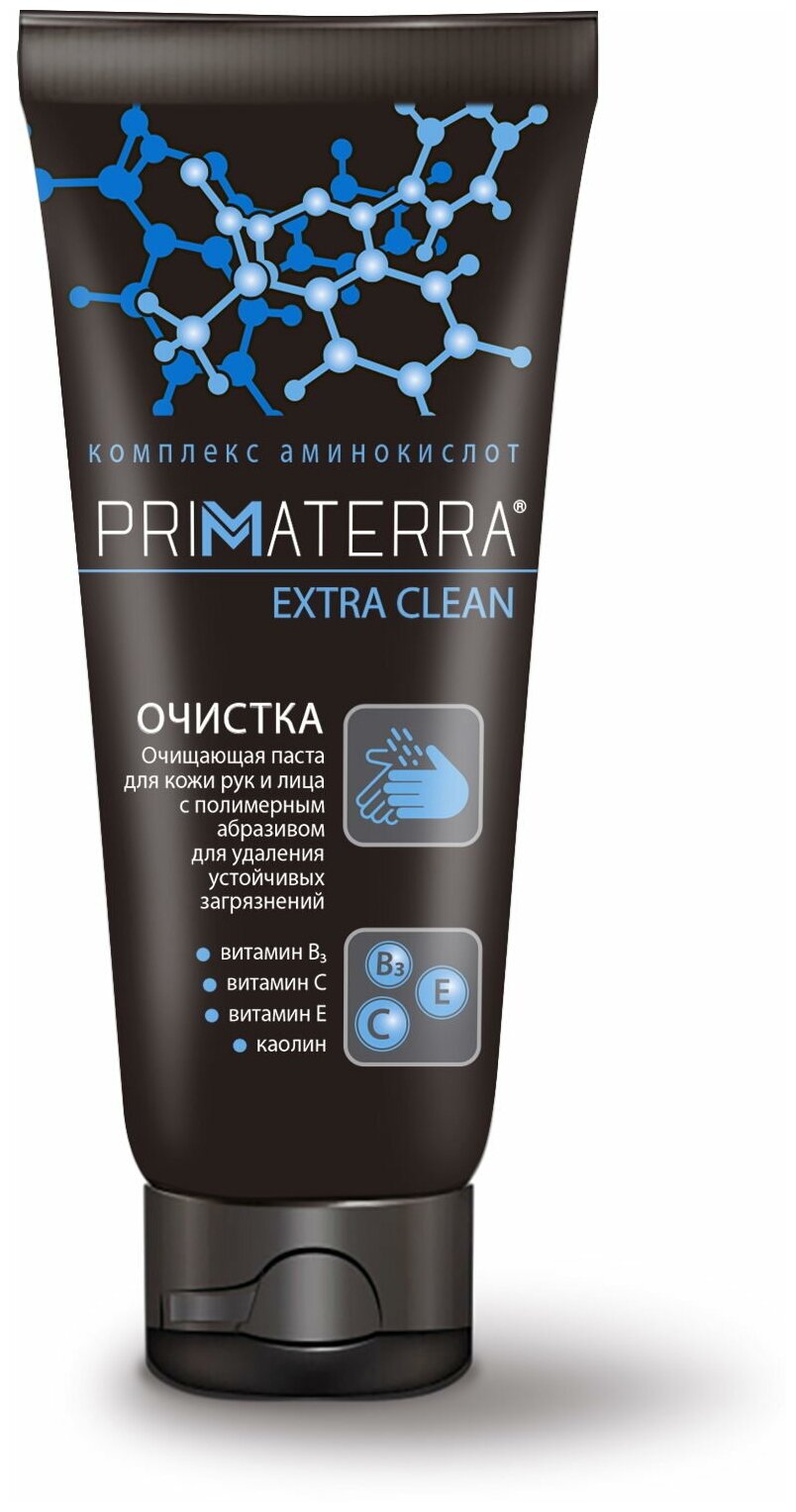 PRIMATERRA EXTRA CLEAN Очищающая паста для кожи рук и лица с полимерным абразивом для удаления особо стойких загрязнений 200 мл