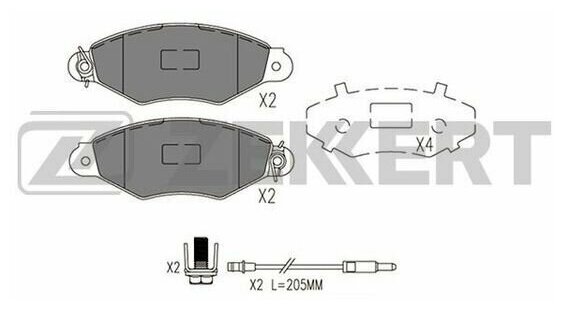 Комплект тормозных колодок ZEKKERT bs1088 для Nissan KUBISTAR X76; Renault Kangoo