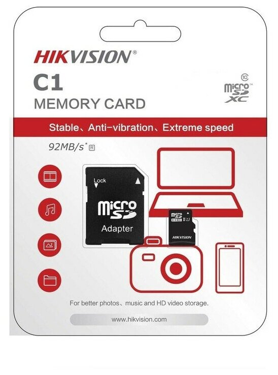 SD карта Hikvision Premier HS-TF-C1-32G+microSD-->SD Adapter - фотография № 6