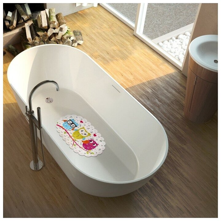 SPA-коврик для ванны на присосках Доляна «Совы», 37×67 см