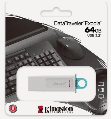 Изображение товара USB флешка Kingston 64Gb DataTraveler Exodia USB 3.2 Gen 1 (USB 3.0) white
