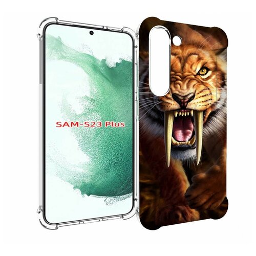 Чехол MyPads саблезубый злой тигр для Samsung Galaxy S23 Plus + задняя-панель-накладка-бампер