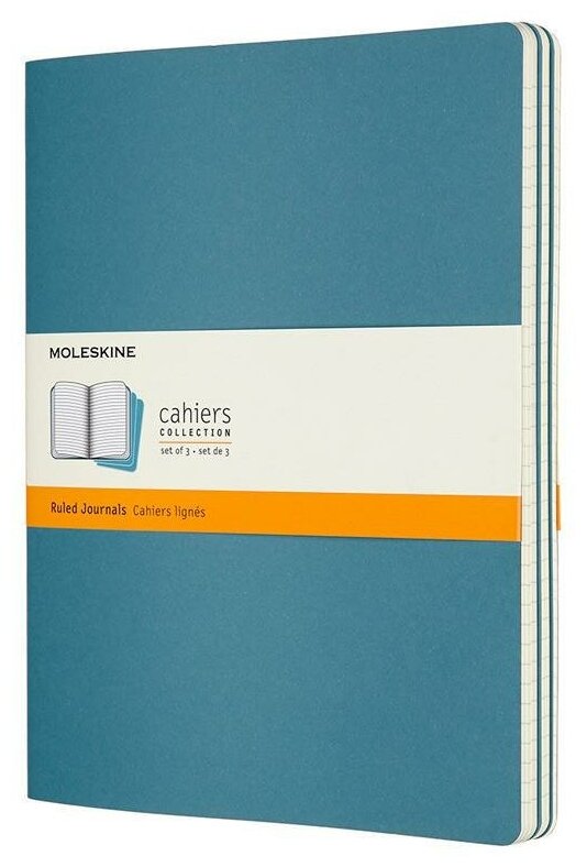 Блокнот Moleskine CAHIER JOURNAL CH021B44 XLarge 190х250мм обложка картон 120стр. линейка голубой 3ш