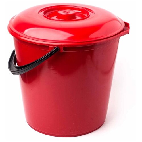 Ведро ПДК-10 с крышкой 10 л, Инвет, 9.13-122. красный