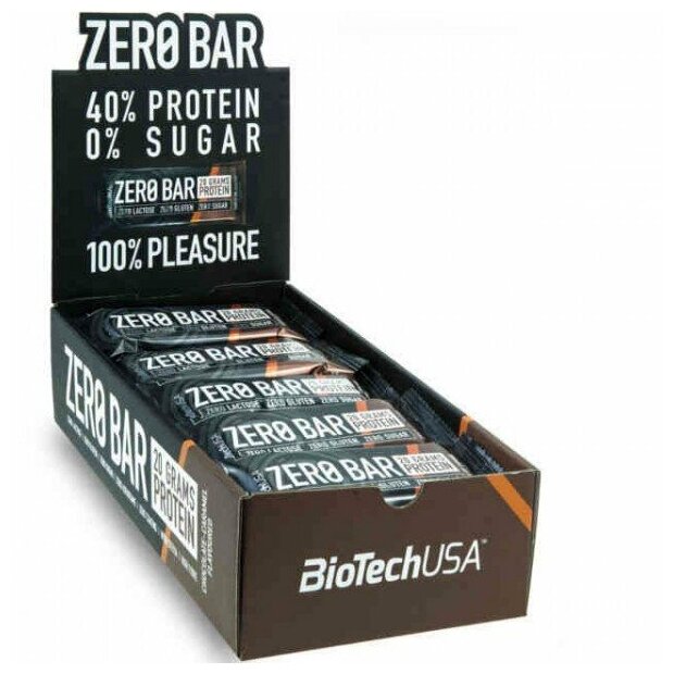 BioTechUSA Zero Bar Протеиновые батончики без сахара 50 г шоколад-карамель (20 шт.)