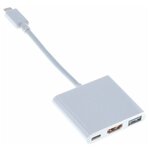 Переходник Buro BHP RET TPC-HDM USB Type-C (m) HDMI (f) USB 3.0 A(f) USB Type-C (f) белый - изображение
