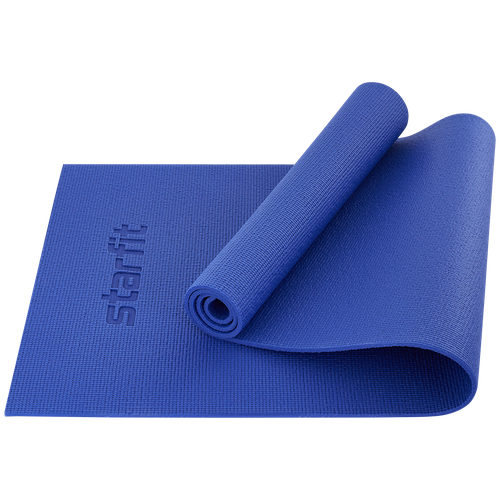 Коврик для йоги и фитнеса STARFIT FM-101 PVC, 0,8 см, 173x61 см, темно-синий полотенце manduka towels yogitoes 0 5 кг 173 см темно синий 61 см midnight