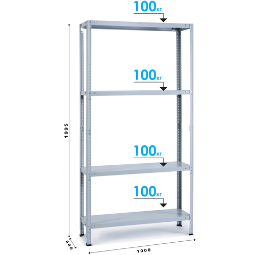 Металлический стеллаж СТФЛ 2000х1000х600