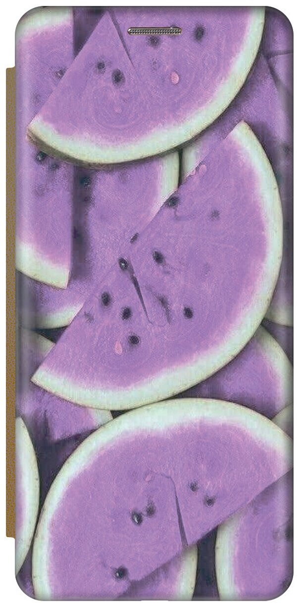 Чехол-книжка на Apple iPhone 6s / 6 / Эпл Айфон 6 / 6с с рисунком "Сиреневый арбуз" золотистый