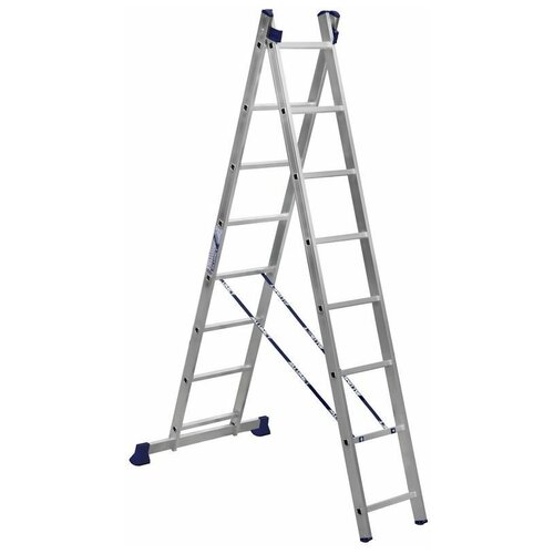 Двухсекционная Лестница Alumet 2Х8 Алюминиевая 5208 выдвижная складная алюминиевая лестница в елочку 1 4 м может использоваться как односторонняя прямая лестница многофункциональная бытова