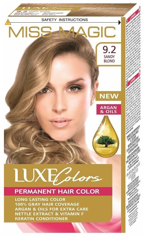 Miss Magic Luxe Colors Стойкая краска для волос  c экстрактом крапивы, витамином F и кератином, 9.2 песочный блонд, 108 мл