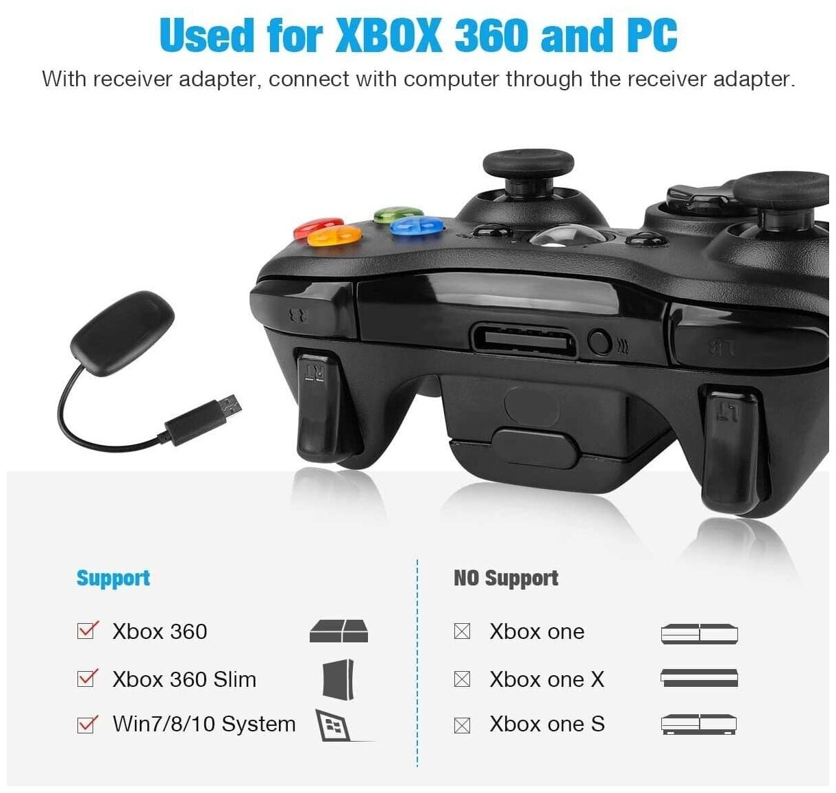 Геймпад OEM Джойстик беспроводной ресивер ПК для Xbox 360Xbox 360 SlimPC Windows 7 8 10