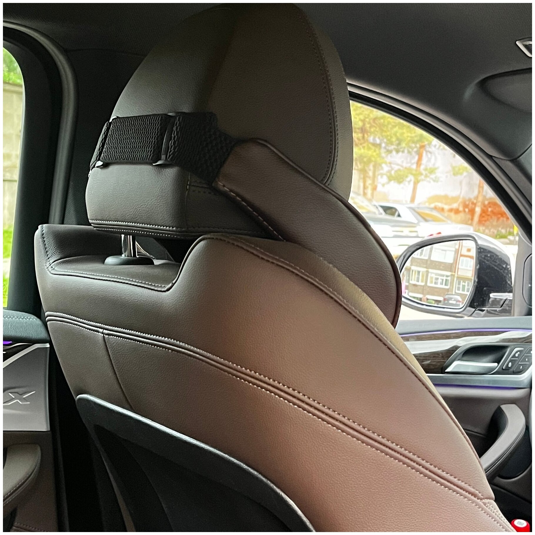 Автомобильная подушка для шеи на подголовник на сиденье темно-коричневая Подарок автолюбителю