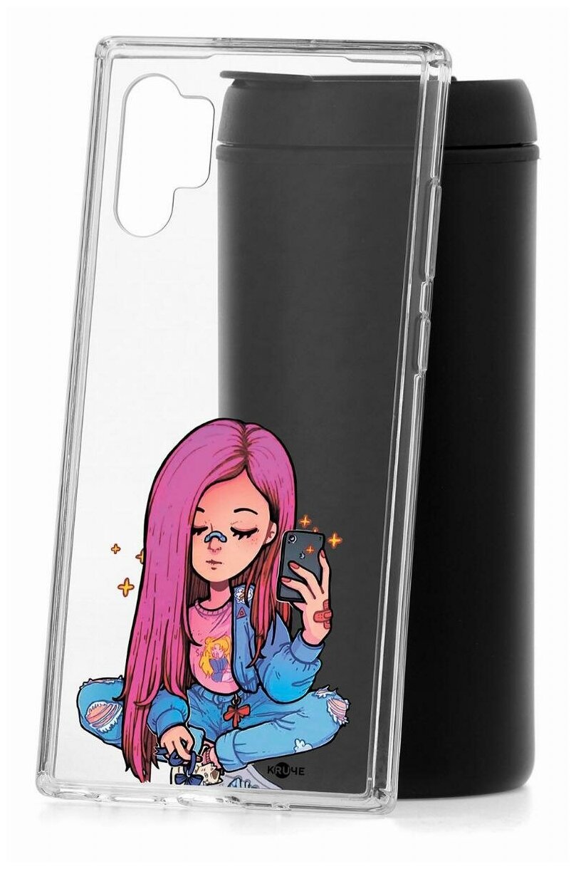 Чехол для Samsung Galaxy Note 10 Plus Kruche Print Pink Hair, пластиковая накладка, силиконовый бампер с защитой камеры, защитный прозрачный с рисунком