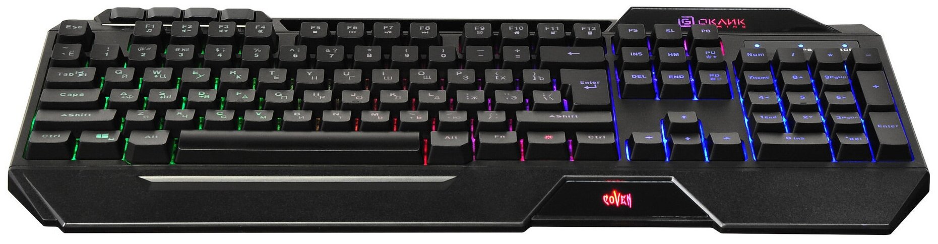 Клавиатура с подсветкой для компьюетра, клавиатура проводная мембранная RGB, оклик