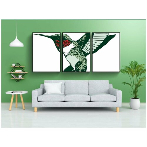 фото Набор модулных постеров для интерьера "птица, хаммер, колибри" 60x90 см. в тубусе, без рамки lotsprints