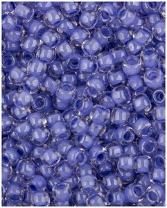 Фото Японский бисер Toho, размер 11/0, цвет: Окрашенный изнутри хрусталь/светлый синий (966), 10 грамм
