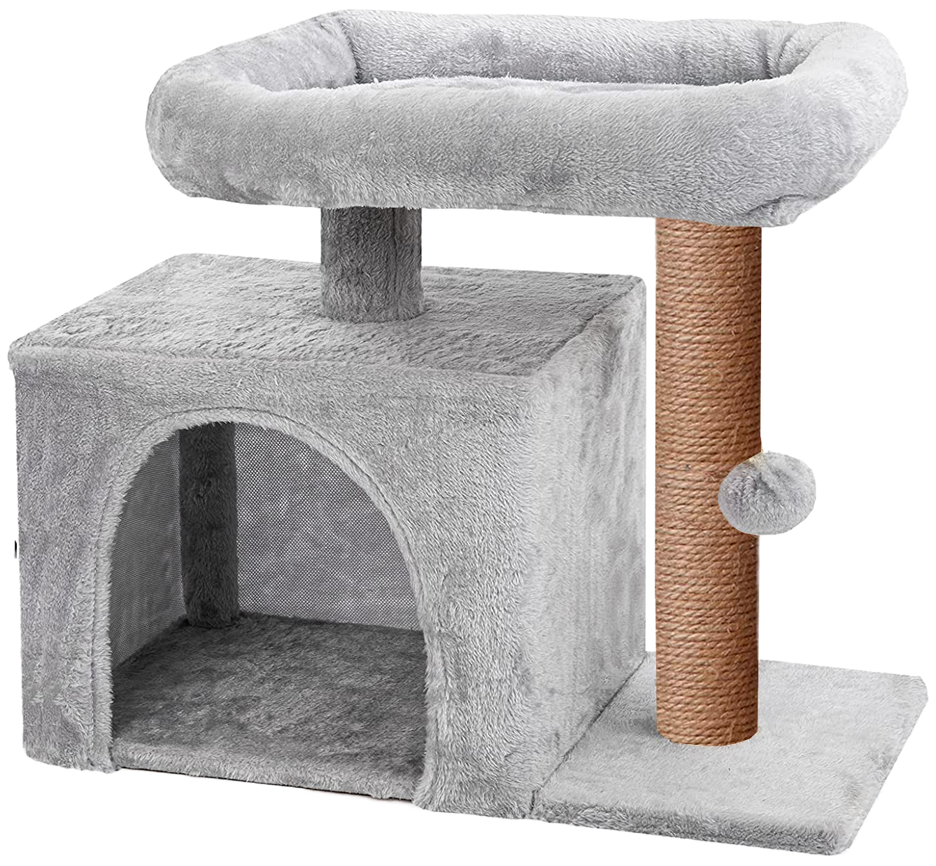 Домик для кошки с когтеточкой "Лима" игровой комплекс для кошек с большой лежанкой 50х35 см с бортиками, игрушкой - фотография № 12