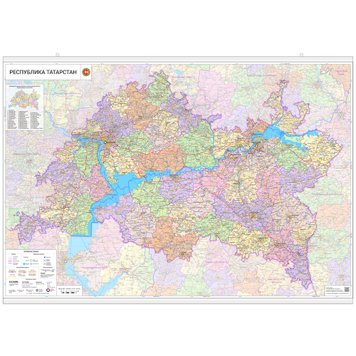 карта республики татарстан 136 х 92 см настенная с подвесом Карта Республики Татарстан 136 х 92 см, настенная, с подвесом