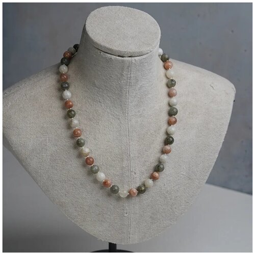 Бусы из лунного камня, лабрадора и солнечного камня микс