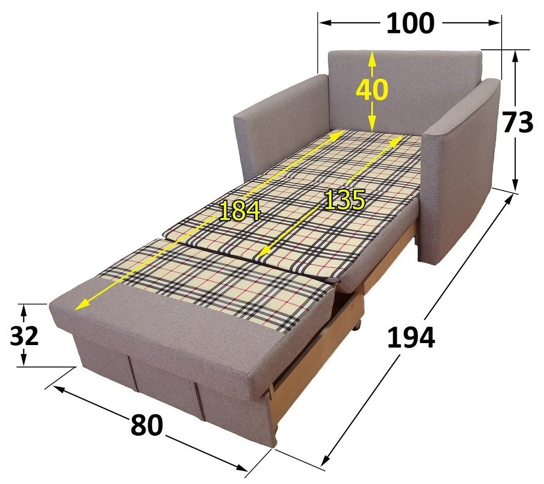 Диван-кровать Сёма 100 от производителя StylChairs, обивка: ткань, цвет: черный - фотография № 4