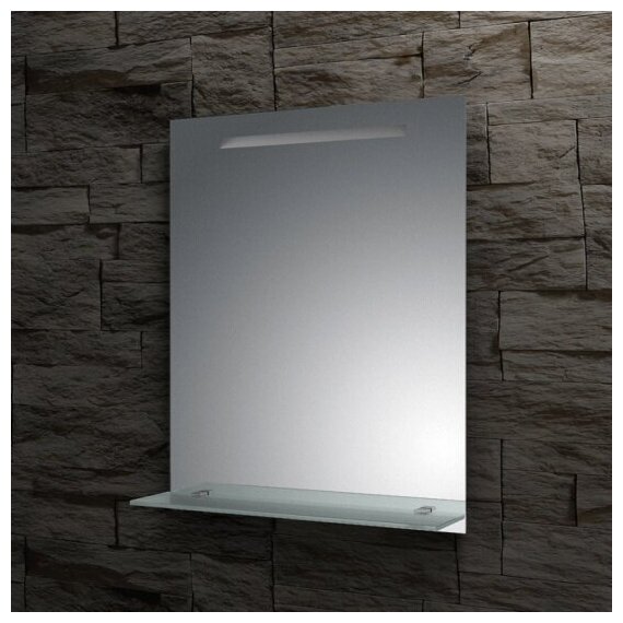 Зеркало настенное Прямоугольное c полочкой и встроенным LED-светильником Ledline-S EVOFORM 90x75 см, BY 2157 - фотография № 2